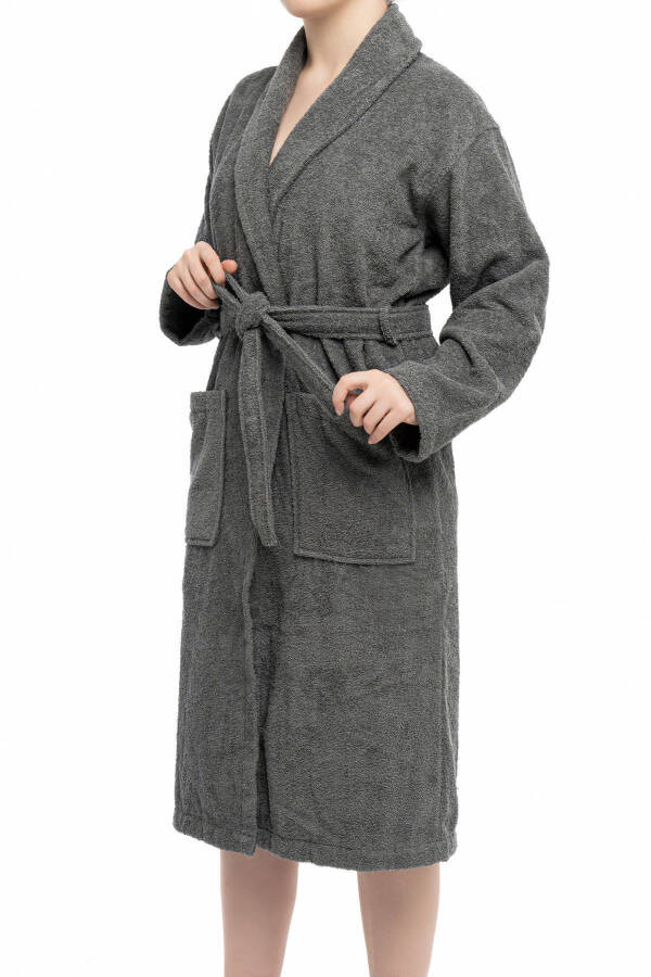 | Minerva | %100 Pamuk Kadın / Erkek Unisex Bornoz - Antrasit - 2