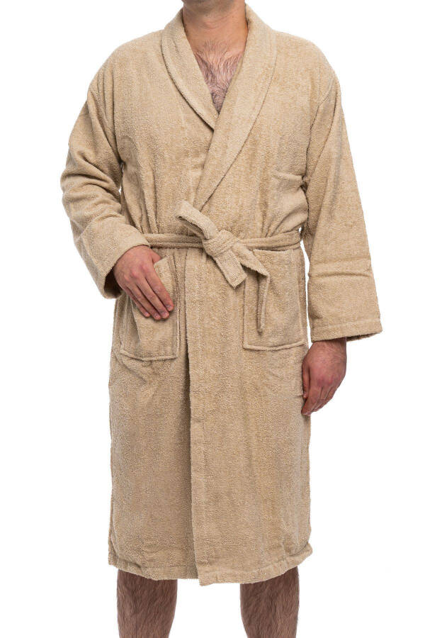 | Minerva | %100 Pamuk Kadın / Erkek Unisex Bornoz - Bej - 3