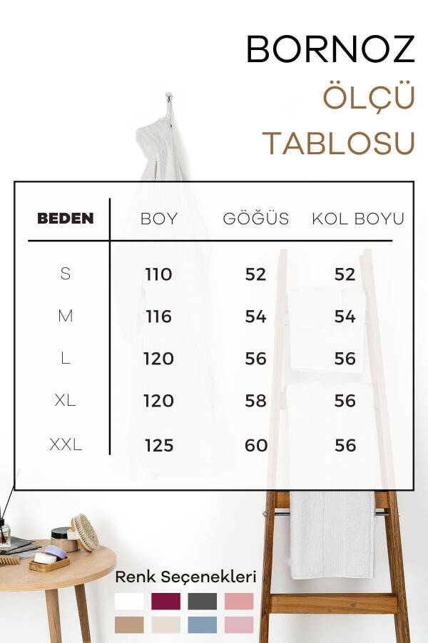 | Minerva | %100 Pamuk Kadın / Erkek Unisex Bornoz - Gül Kurusu - 4