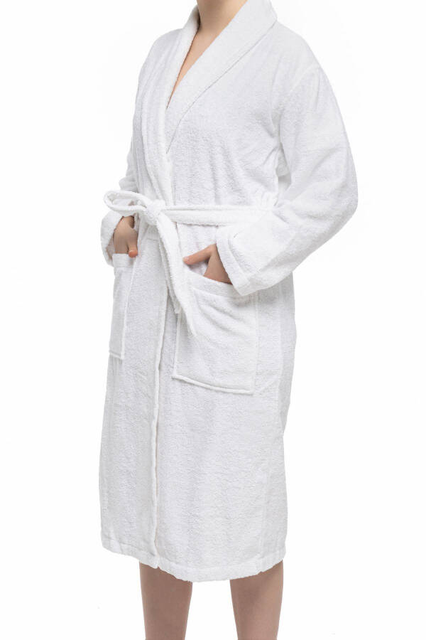 | Minerva | %100 Pamuk Kadın / Erkek Unisex Bornoz - Beyaz - 2