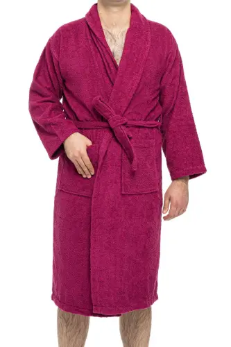 | Minerva | %100 Paxta Ayollar / Erkaklar Unisex Xalat-Bordo - 3