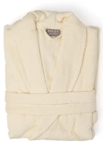| Minerva | %100 Pamuk Kadın / Erkek Unisex Bornoz - Krem 