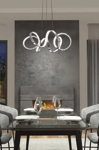 Minerva Chrome Modern Pendant White Light LED Chandelier Living Room Kitchen Room Hall LED Chandelier 