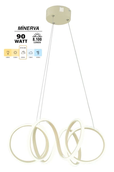 Minerva beyaz Modern Sarkıt Beyaz Işık Salon Mutfak Oda Hol Ledli Avize-Krem - DEKORLUNA (1)