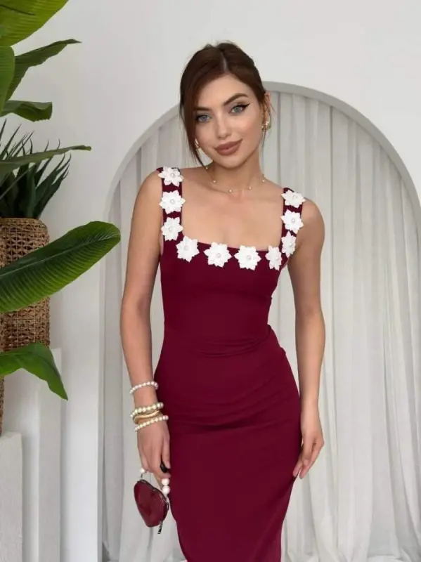 Ming Floral Detailed Dress - BÜYÜKBEDENIZ