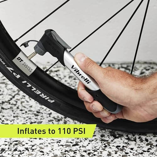 Vibrelli Mini Bike Pump - Presta & Schrader Bicycle Pump - 120 PSI Tire Pump for Road & MTB - No Valve Changing Needed - 6