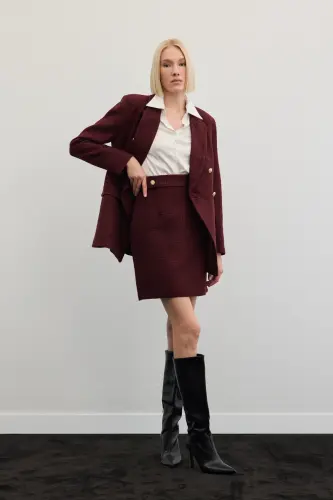 Mini Boy Tüvit Etek - Bordo - Bordo - 3