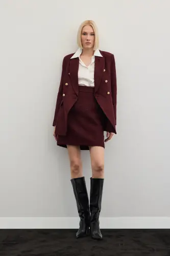 Mini Boy Tüvit Etek - Bordo - Bordo - 5