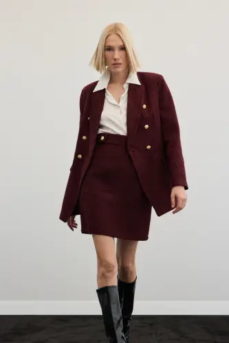 Mini Boy Tüvit Etek - Bordo - Bordo - 6