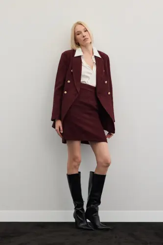 Mini Boy Tüvit Etek - Bordo-Bordo - 2