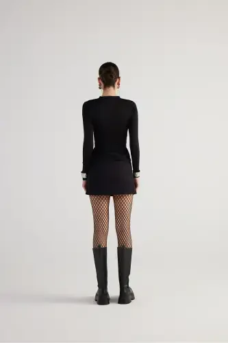 Mini Boy Yırtmaç Detaylı Panky Etek Siyah-Siyah - 4