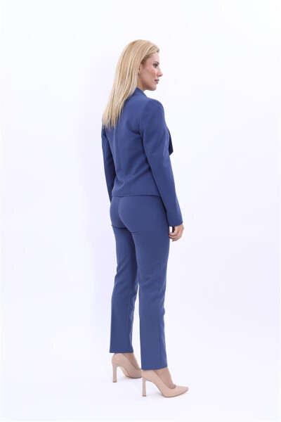 Mini Ceket & Boru Paça Pantolon Takım-indigo-İndigo - 9