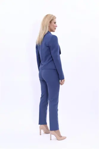 Mini Ceket & Boru Paça Pantolon Takım-indigo - İndigo - 4