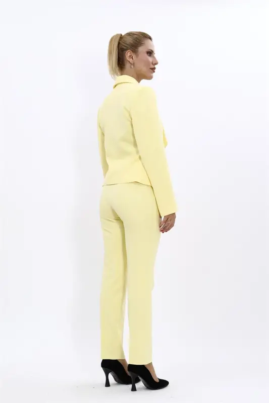 Mini Ceket & Boru Paça Pantolon Takım-sarı-Sarı - 4