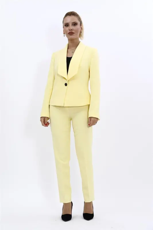 Mini Ceket & Boru Paça Pantolon Takım-sarı-Sarı - 5