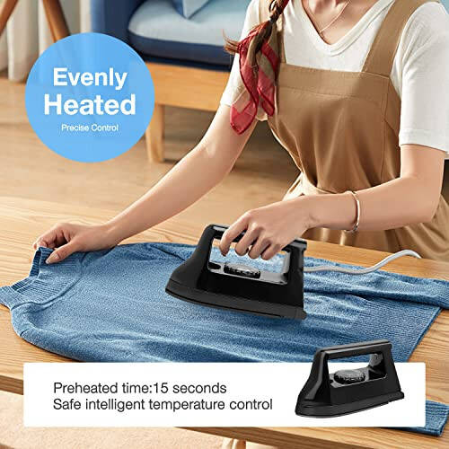 Mini Crafts Iron Handy Heat Press Machine Kit Portable with PVC Doormat for Heat Transfer, Charging Base Accessories for DIY T-Shirt Shoe Bag Vinyl Projects - 3