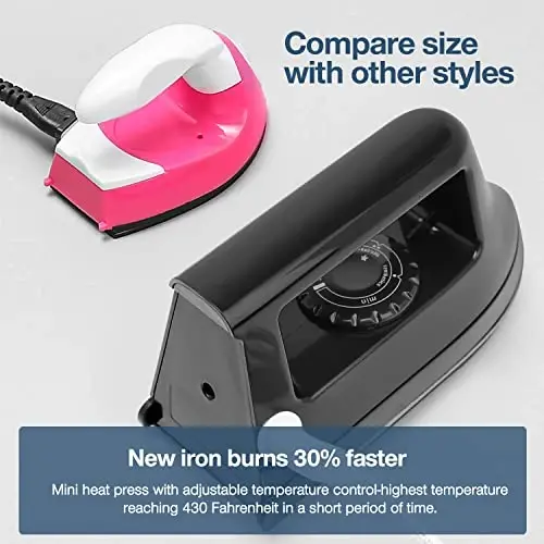 Mini Crafts Iron Handy Heat Press Machine Kit Portable with PVC Doormat for Heat Transfer, Charging Base Accessories for DIY T-Shirt Shoe Bag Vinyl Projects - 4