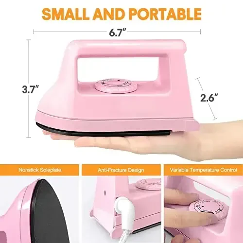 Mini Crafts Iron Handy Heat Press Machine Kit Portable with PVC Doormat for Heat Transfer, Charging Base Accessories for DIY T-Shirt Shoe Bag Vinyl Projects - 2