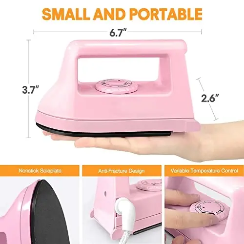 Mini Crafts Iron Handy Heat Press Machine Kit Portable with PVC Doormat for Heat Transfer, Charging Base Accessories for DIY T-Shirt Shoe Bag Vinyl Projects - 2