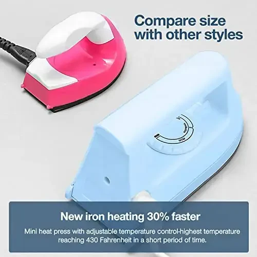 Mini Crafts Iron Handy Heat Press Machine Kit Portable with PVC Doormat for Heat Transfer, Charging Base Accessories for DIY T-Shirt Shoe Bag Vinyl Projects - 3