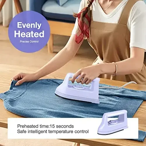 Mini Crafts Iron Handy Heat Press Machine Kit Portable with PVC Doormat for Heat Transfer, Charging Base Accessories for DIY T-Shirt Shoe Bag Vinyl Projects - 4