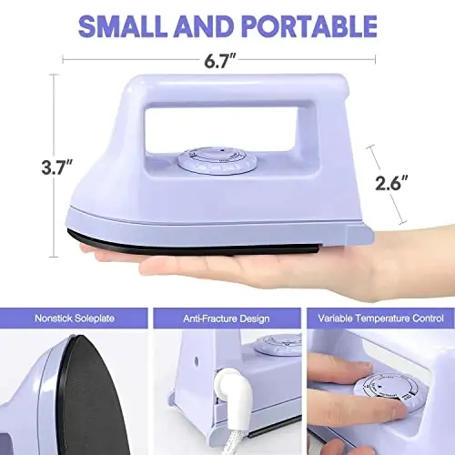 Mini Crafts Iron Handy Heat Press Machine Kit Portable with PVC Doormat for Heat Transfer, Charging Base Accessories for DIY T-Shirt Shoe Bag Vinyl Projects - 2