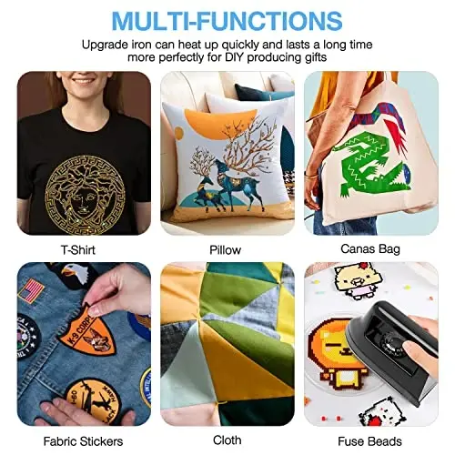 Mini Crafts Iron Handy Heat Press Machine Kit Portable with PVC Doormat for Heat Transfer, Charging Base Accessories for DIY T-Shirt Shoe Bag Vinyl Projects - 5