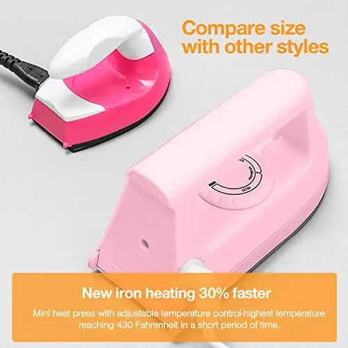 Mini Crafts Iron Handy Heat Press Machine Kit Portable with PVC Doormat for Heat Transfer, Charging Base Accessories for DIY T-Shirt Shoe Bag Vinyl Projects - 5