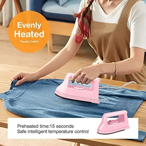 Mini Crafts Iron Handy Heat Press Machine Kit Portable with PVC Doormat for Heat Transfer, Charging Base Accessories for DIY T-Shirt Shoe Bag Vinyl Projects - 3