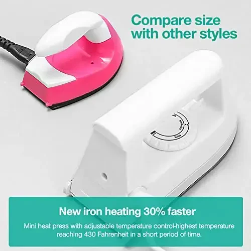 Mini Crafts Iron Handy Heat Press Machine Kit Portable with PVC Doormat for Heat Transfer, Charging Base Accessories for DIY T-Shirt Shoe Bag Vinyl Projects - 5