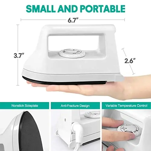 Mini Crafts Iron Handy Heat Press Machine Kit Portable with PVC Doormat for Heat Transfer, Charging Base Accessories for DIY T-Shirt Shoe Bag Vinyl Projects - 2