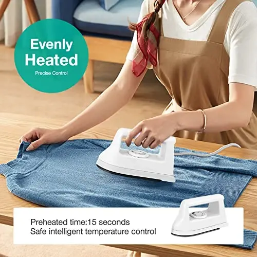 Mini Crafts Iron Handy Heat Press Machine Kit Portable with PVC Doormat for Heat Transfer, Charging Base Accessories for DIY T-Shirt Shoe Bag Vinyl Projects - 3