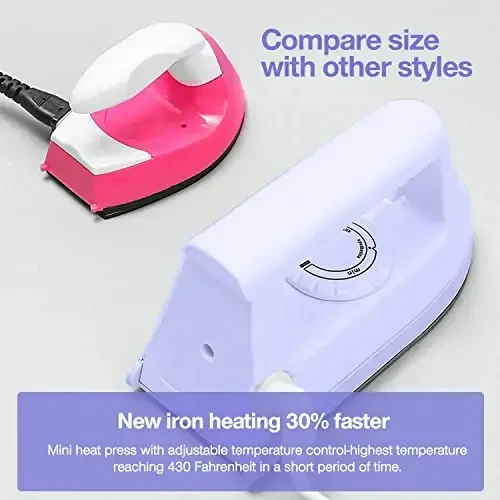 Mini Crafts Iron Handy Heat Press Machine Kit Portable with PVC Doormat for Heat Transfer, Charging Base Accessories for DIY T-Shirt Shoe Bag Vinyl Projects - 3