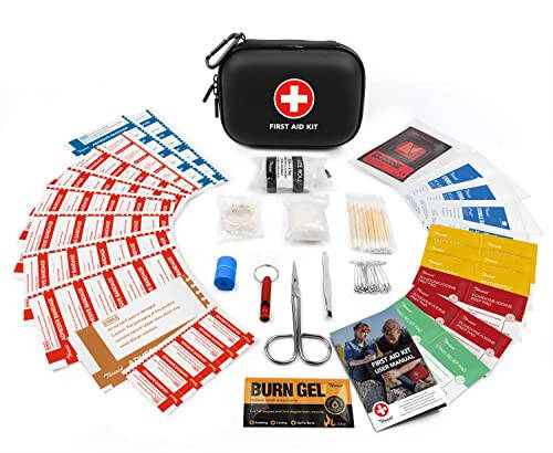 Mini First Aid Kit, 100 Pieces Water-Resistant Hard Shell Small Case - Perfect for Travel, Outdoor, Home, Office, Camping, Hiking, Car (Black) - 4