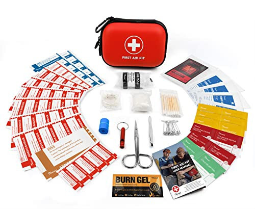 Mini First Aid Kit, 100 Pieces Water-Resistant Hard Shell Small Case - Perfect for Travel, Outdoor, Home, Office, Camping, Hiking, Car (Red) - 3