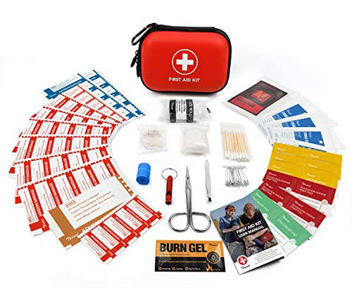 Mini First Aid Kit, 100 Pieces Water-Resistant Hard Shell Small Case - Perfect for Travel, Outdoor, Home, Office, Camping, Hiking, Car (Red) - 3