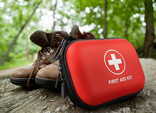 Mini First Aid Kit, 100 Pieces Water-Resistant Hard Shell Small Case - Perfect for Travel, Outdoor, Home, Office, Camping, Hiking, Car (Red) - 7