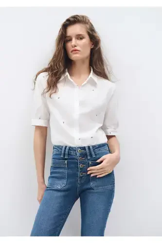 Mini Floral Print White Shirt Slim Fit - MAVI (1)