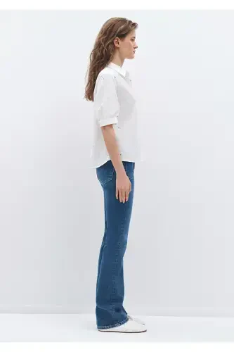 Mini Floral Print White Shirt Slim Fit - 5