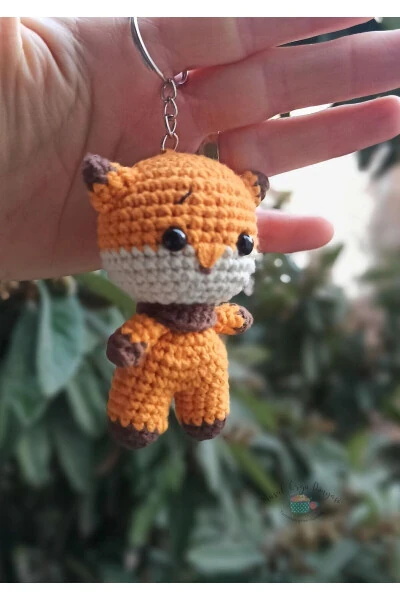 Mini Fox Aigurumi Keychain (7 Cm) Made with Natural & Antibacterial Yarns - 3