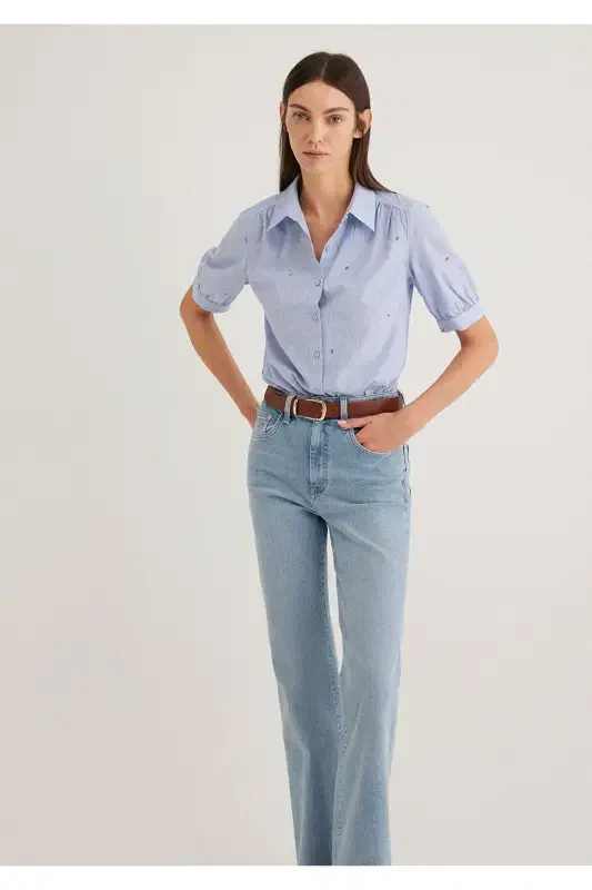 Mini gul bosma ko'ylak Slim Fit / Tor kesim 121 - 2