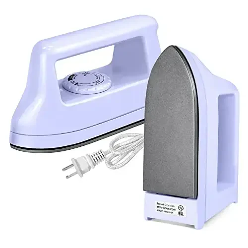 Mini Iron for Crafts and Quilting - Travel and Household Electric Heat Press Machine for Sewing Supplies (Purple) - 1