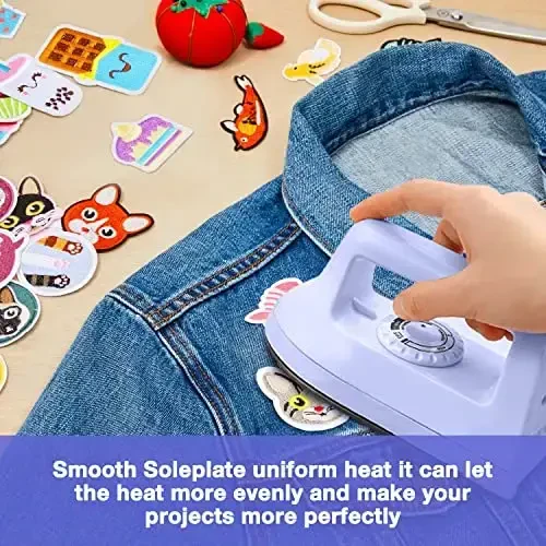 Mini Iron for Crafts and Quilting - Travel and Household Electric Heat Press Machine for Sewing Supplies (Purple) - 4