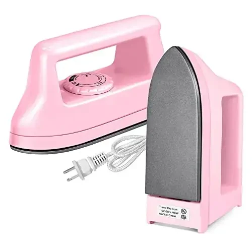 Mini Iron for Crafts Quilting, Travel Iron Household Iron Easy Iron Supplies Mini Electric Iron, Mini Heat Press Machine Sewing Sachine (Pink) - 1
