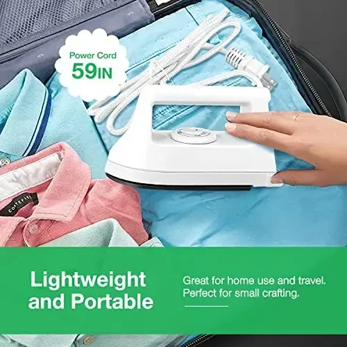 Mini Iron for Crafts Quilting, Travel Iron Household Iron Easy Iron Supplies Mini Electric Iron, Mini Heat Press Machine Sewing Sachine (White) - 6