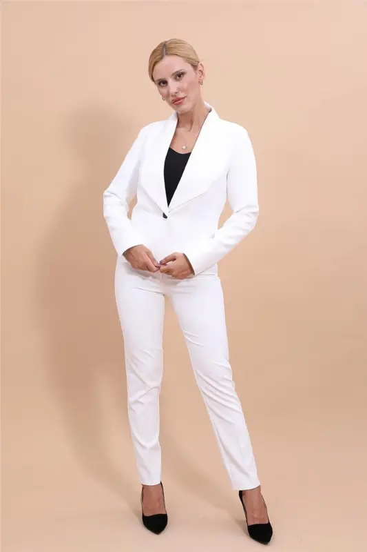 Мини юбка и брюки-дудочки, костюм - Экрю - Экрю - 5