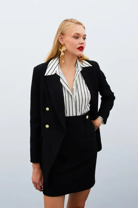 Мини Юбка Твид Черный-ЧЕРНЫЙ - 4