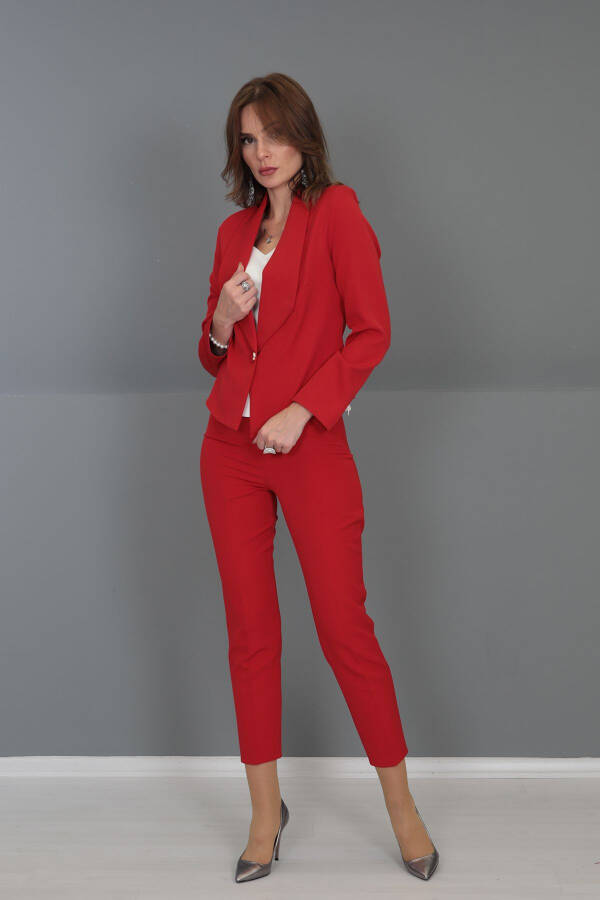 Mini Jacket & Cigarette Pants Set - Red - 17