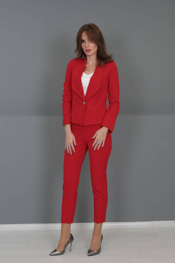 Mini Jacket & Cigarette Pants Set - Red - 13