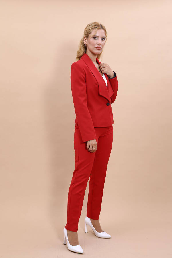 Mini Jacket & Cigarette Pants Set - Red - 9